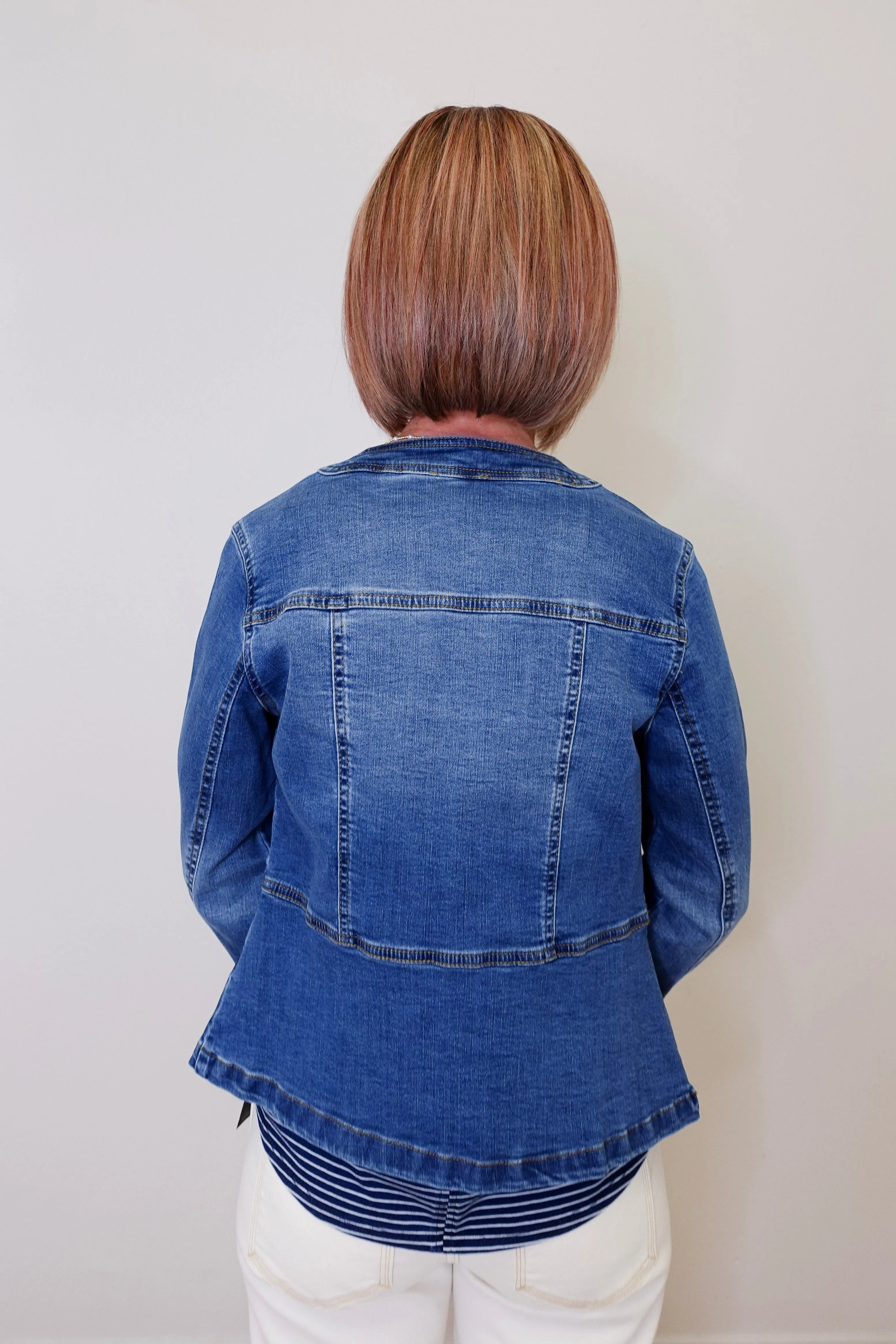 STRETCH DENIM MOTO JACKET