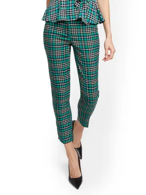 Tall Green Plaid Slim Ankle Pant - Modern  - 7th Avenue