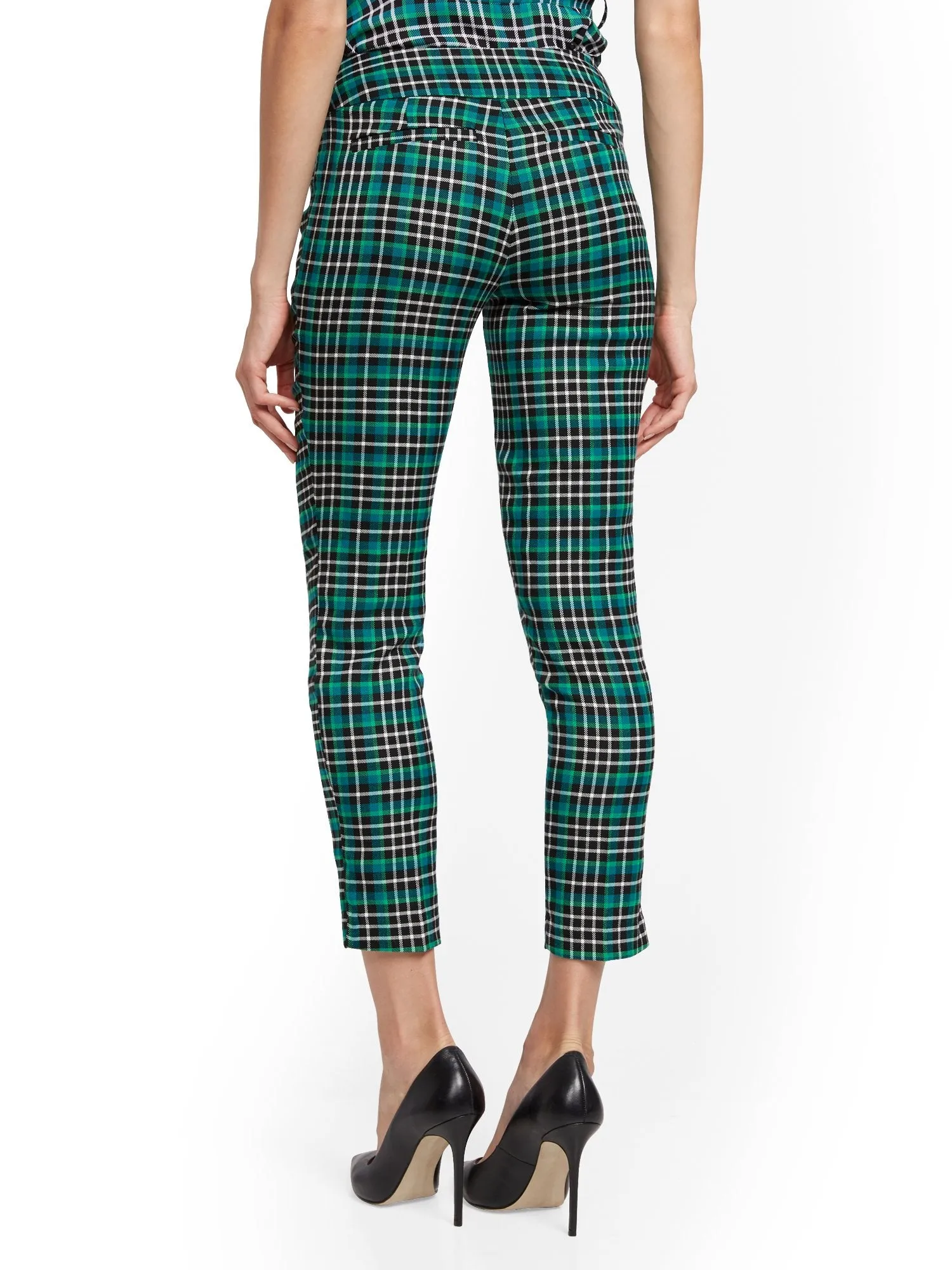Tall Green Plaid Slim Ankle Pant - Modern  - 7th Avenue