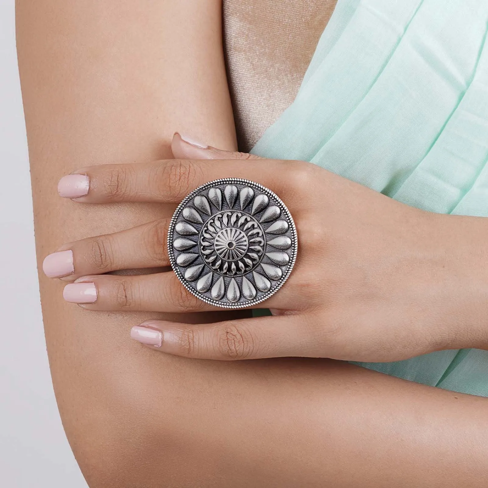 Teejh Naavya Silver Oxidized Ring