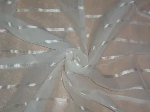 White~100% silk chiffon fabric 44&quot; wide bright dobby stripe[6949/16085]