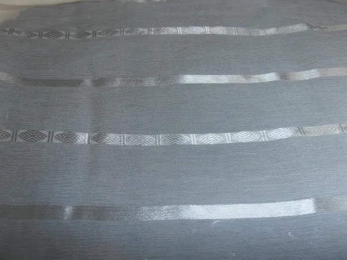 White~100% silk chiffon fabric 44&quot; wide bright dobby stripe[6949/16085]