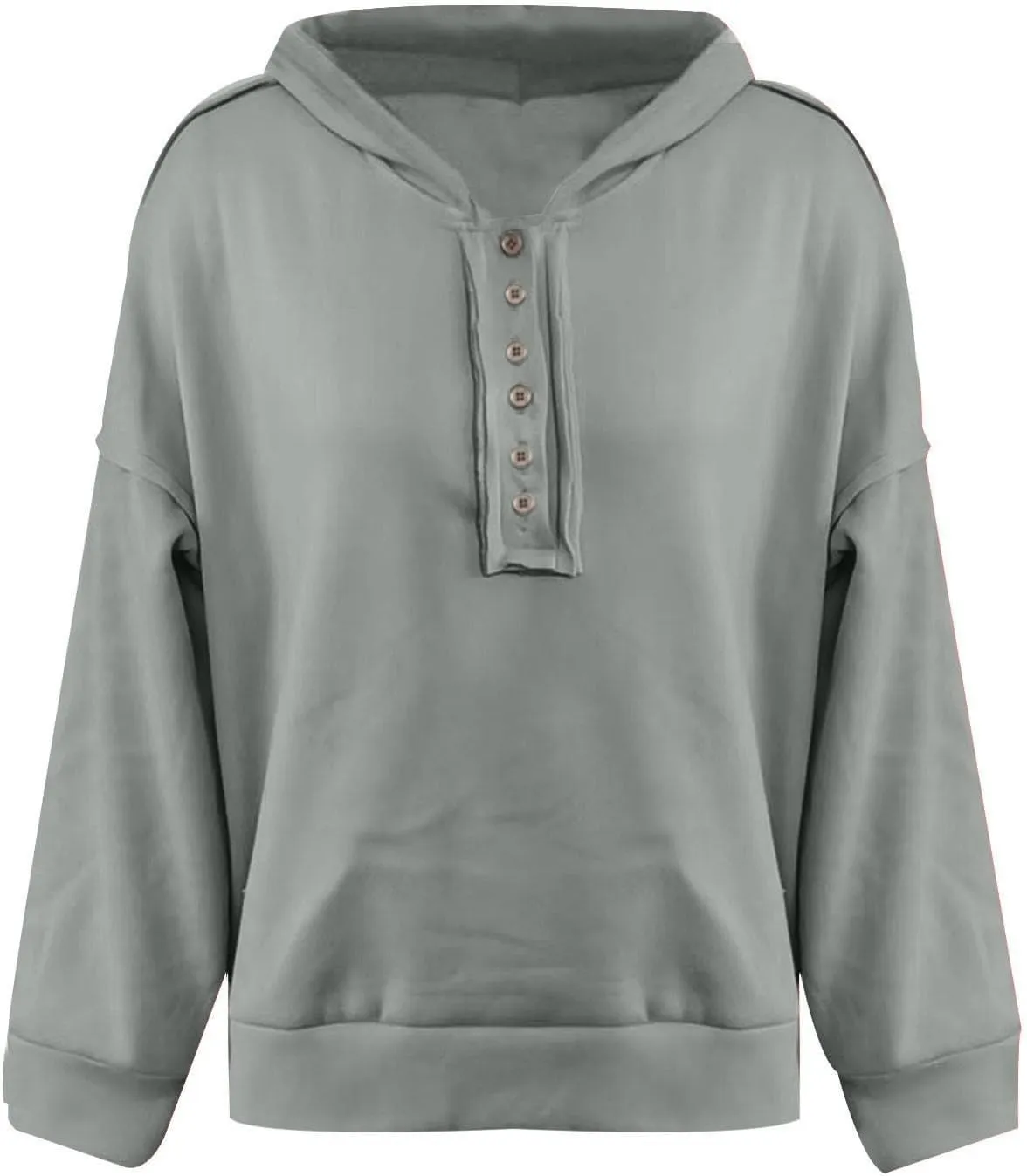 Womens Oversized Hoodies Button Down Long Sleeve Hooded Sweatshirts Fashion Solid Color Pullover Tops Fall Clothes 2024