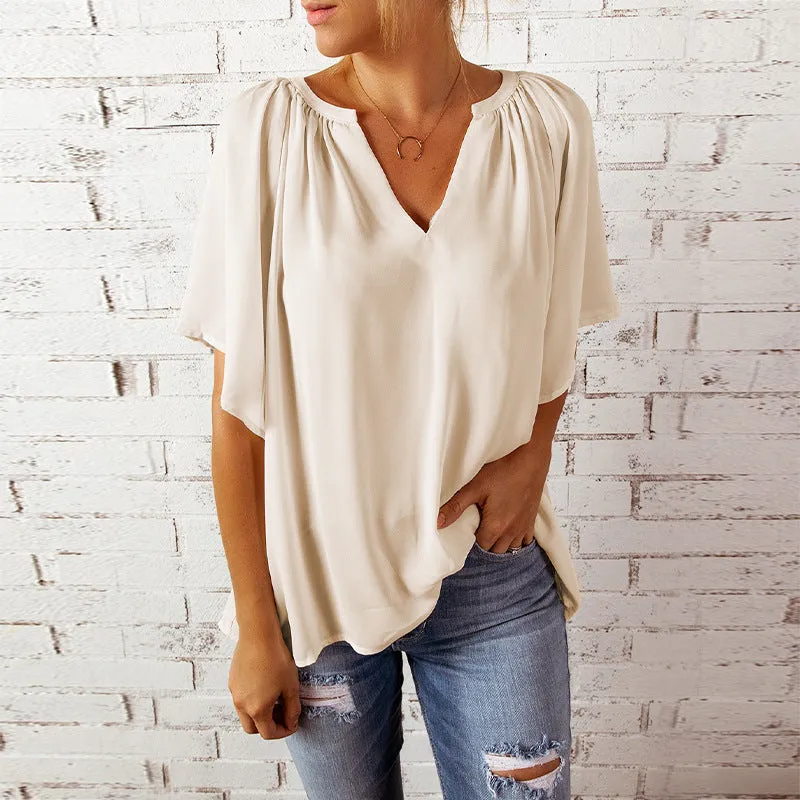 Women's Summer Loose-fitting Casual T-shirt Chiffon Shirt Blouses