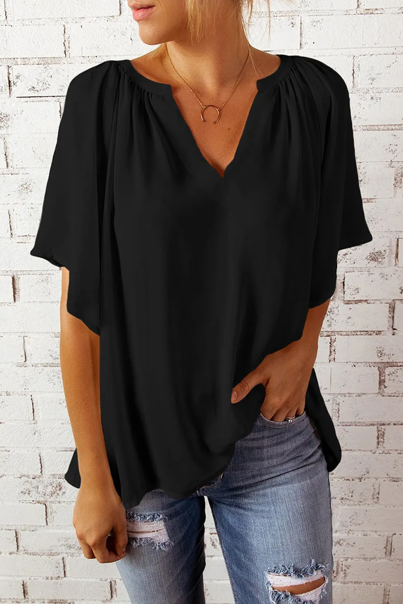 Women's Summer Loose-fitting Casual T-shirt Chiffon Shirt Blouses