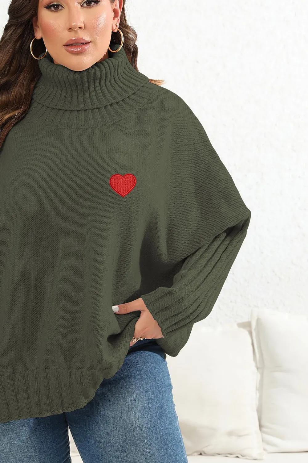 Women's Turtle Neck Long Sleeve Sweater | Plus Size Women's Apparel