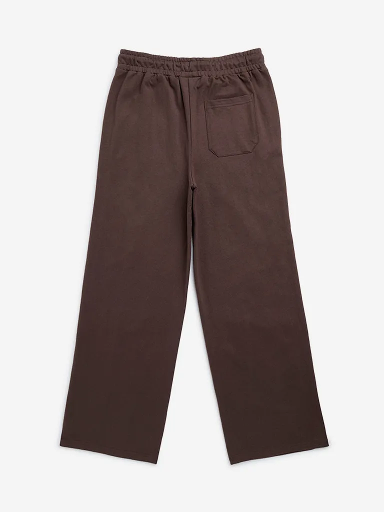 Y&F Kids Brown Mid-Rise Cotton-Blend Track Pants