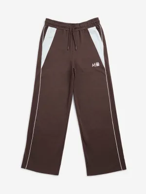 Y&F Kids Brown Mid-Rise Cotton-Blend Track Pants