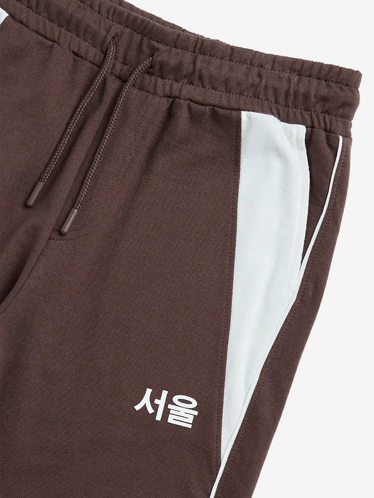 Y&F Kids Brown Mid-Rise Cotton-Blend Track Pants