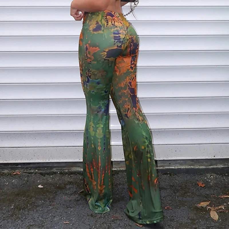Zoe Abstract Print Flared Pants