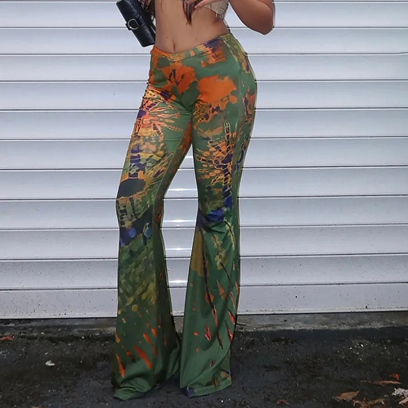 Zoe Abstract Print Flared Pants