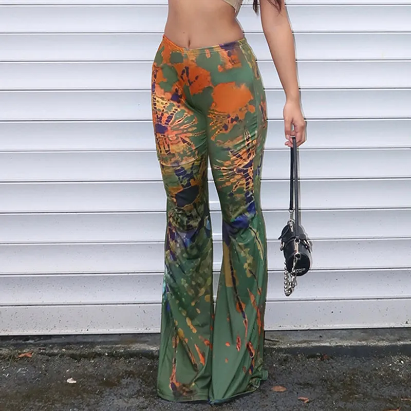 Zoe Abstract Print Flared Pants