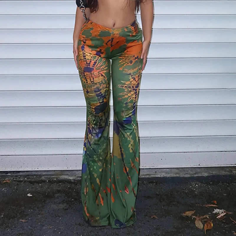 Zoe Abstract Print Flared Pants